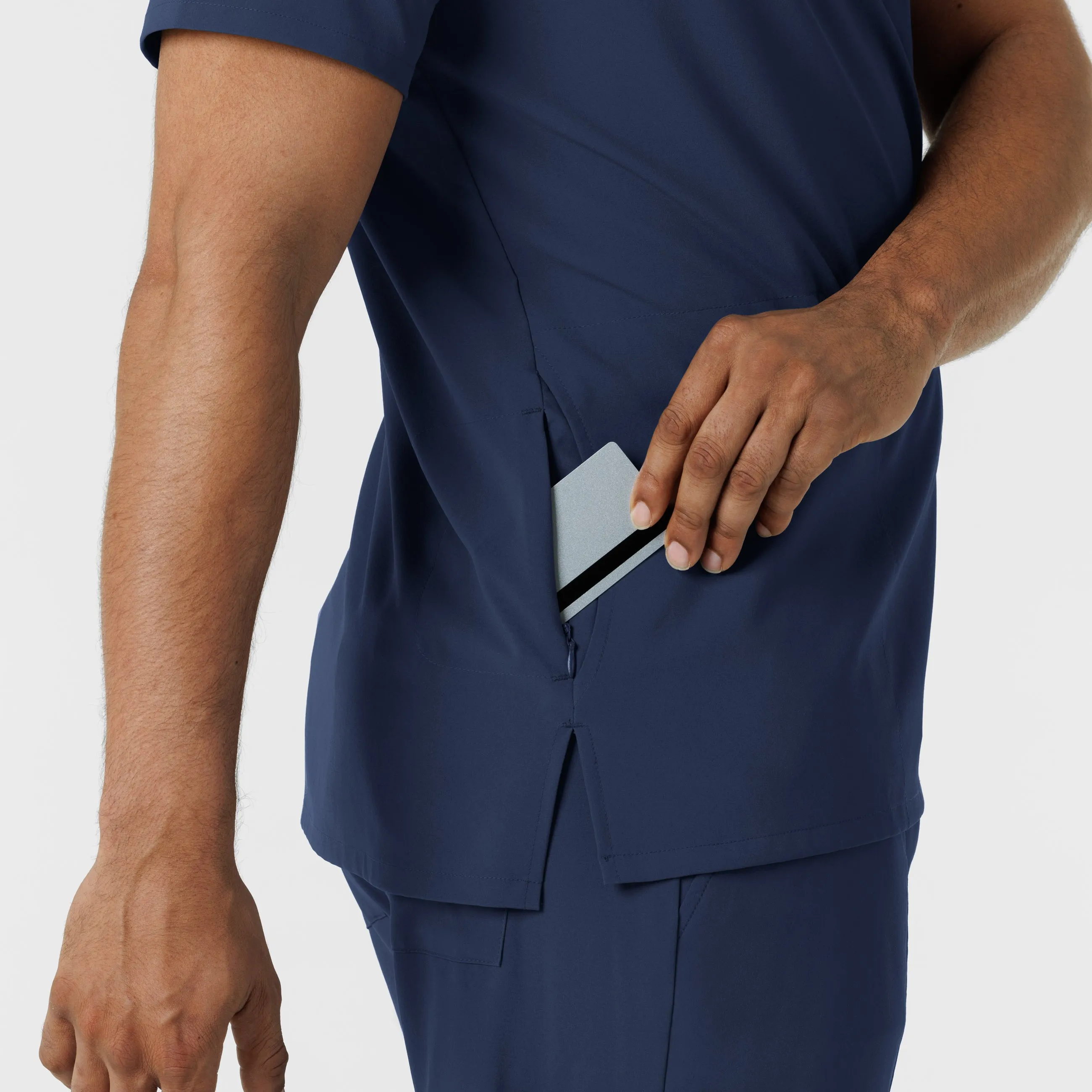 RENEW 6834 Men's V-Neck 5 Pocket Scrub Top Navy