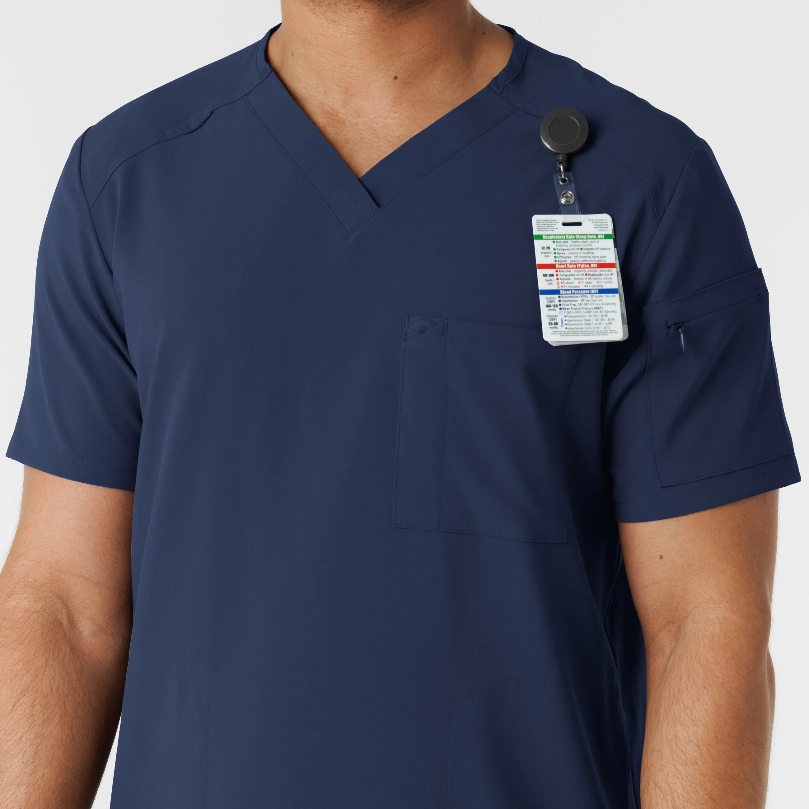 RENEW 6834 Men's V-Neck 5 Pocket Scrub Top Navy