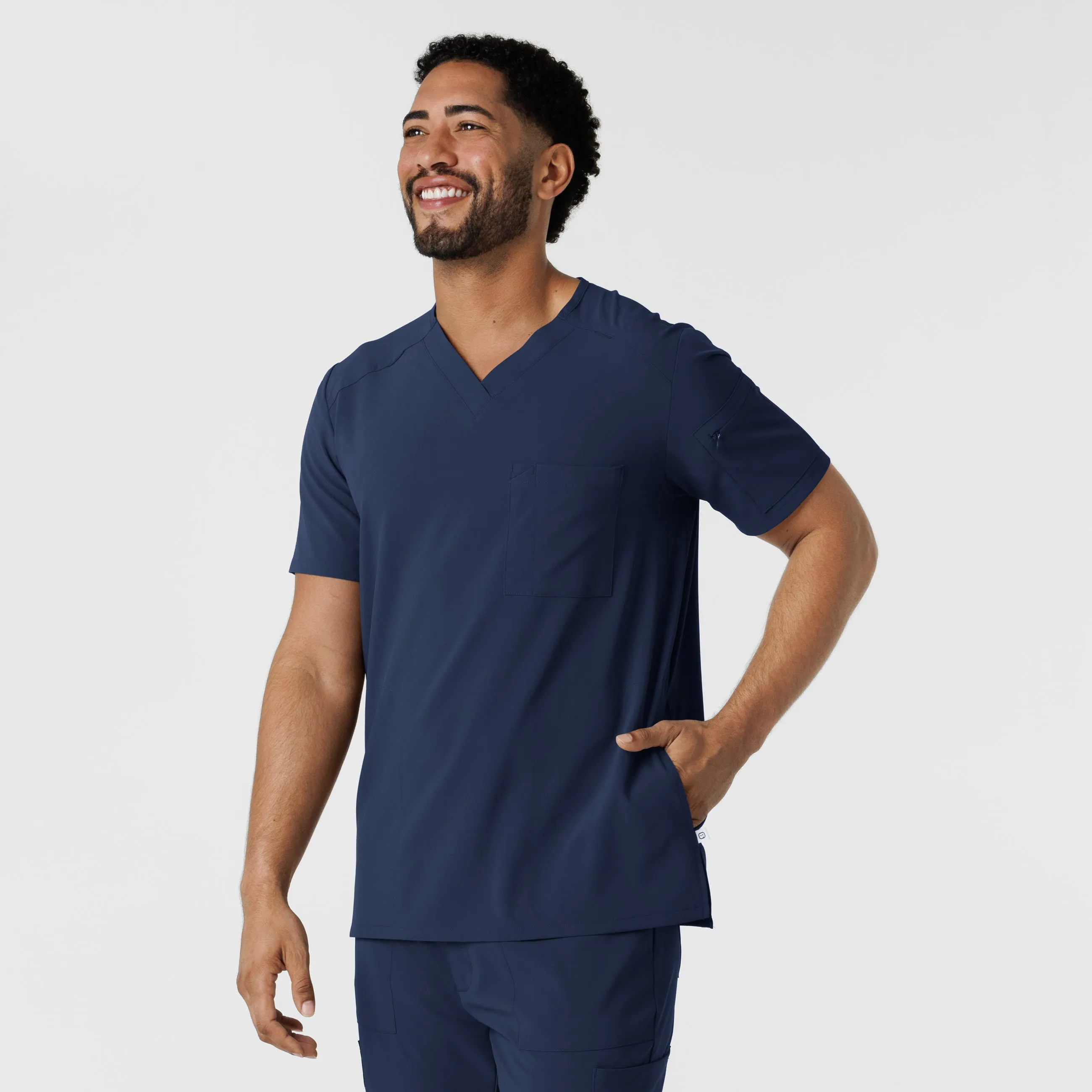 RENEW 6834 Men's V-Neck 5 Pocket Scrub Top Navy