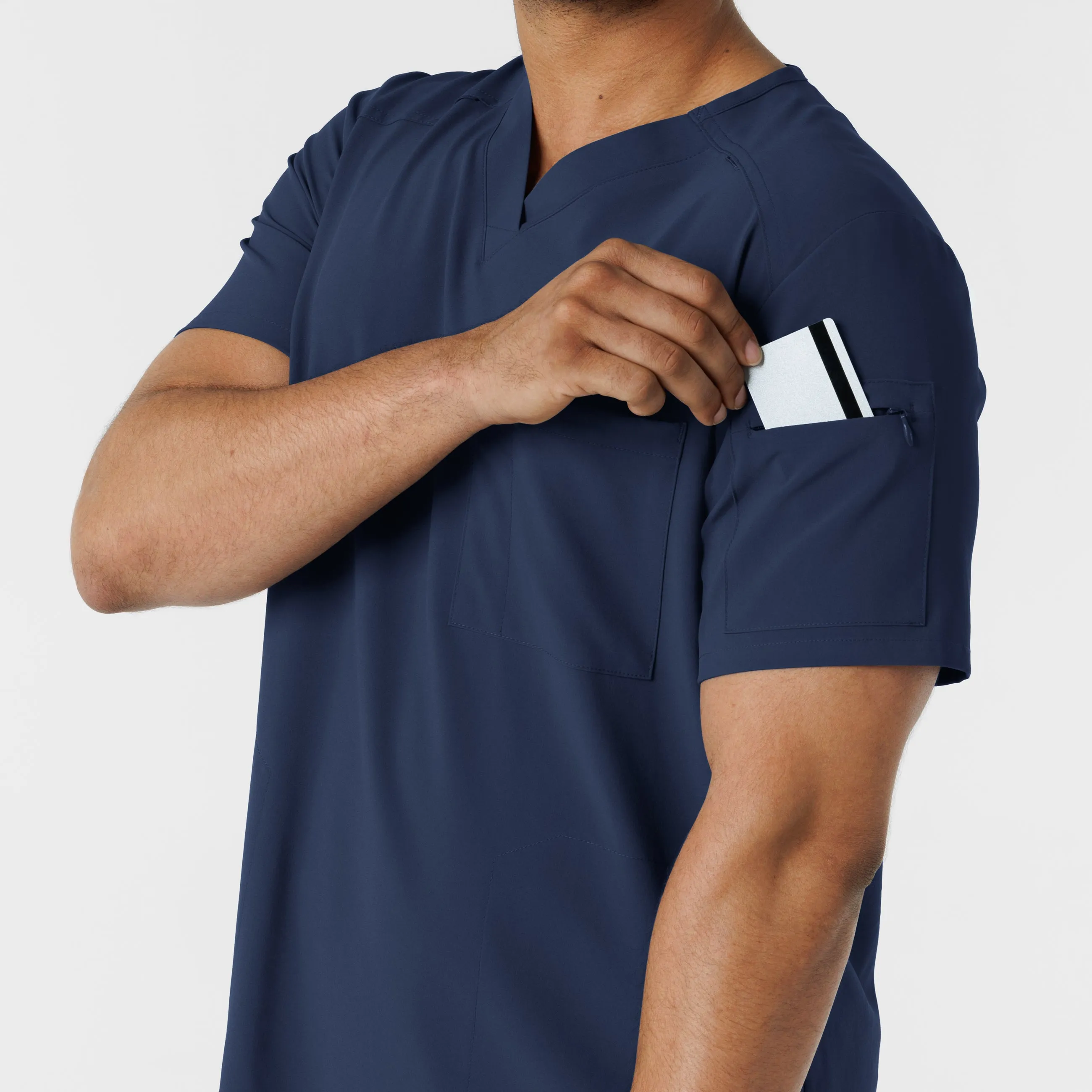 RENEW 6834 Men's V-Neck 5 Pocket Scrub Top Navy