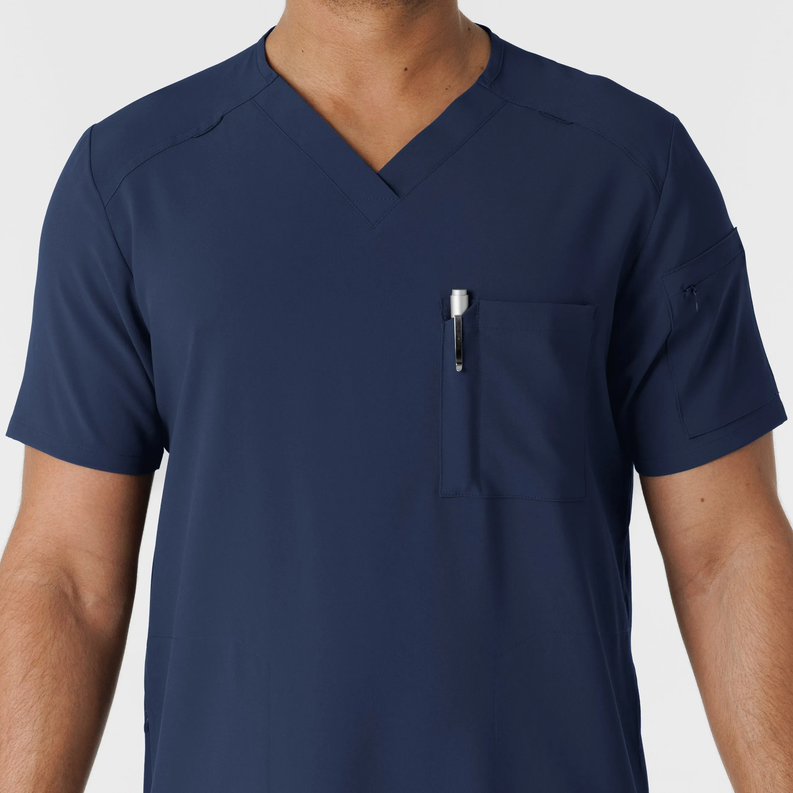RENEW 6834 Men's V-Neck 5 Pocket Scrub Top Navy