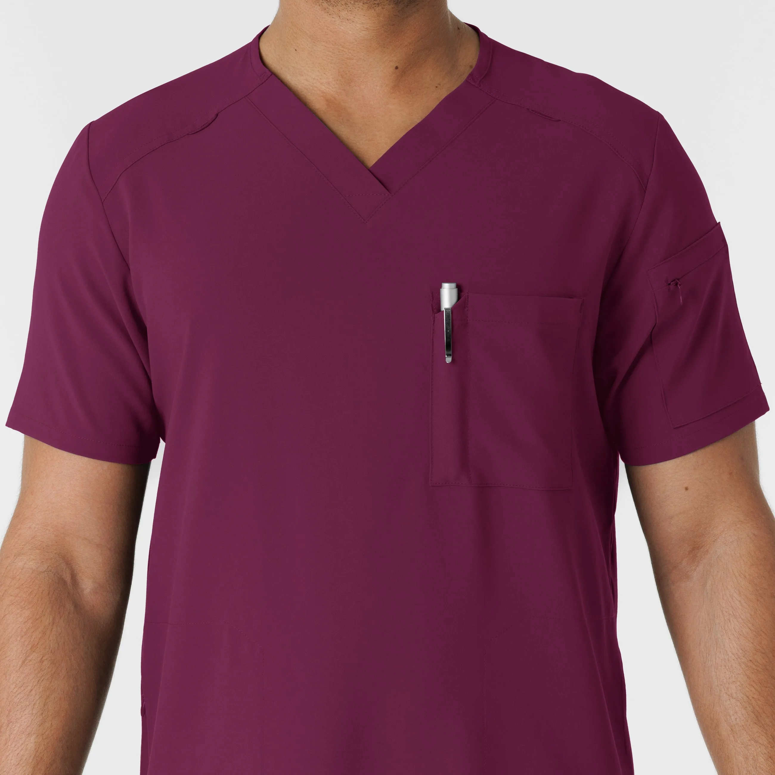 RENEW 6834 Men's V-Neck 5 Pocket Scrub Top Wine