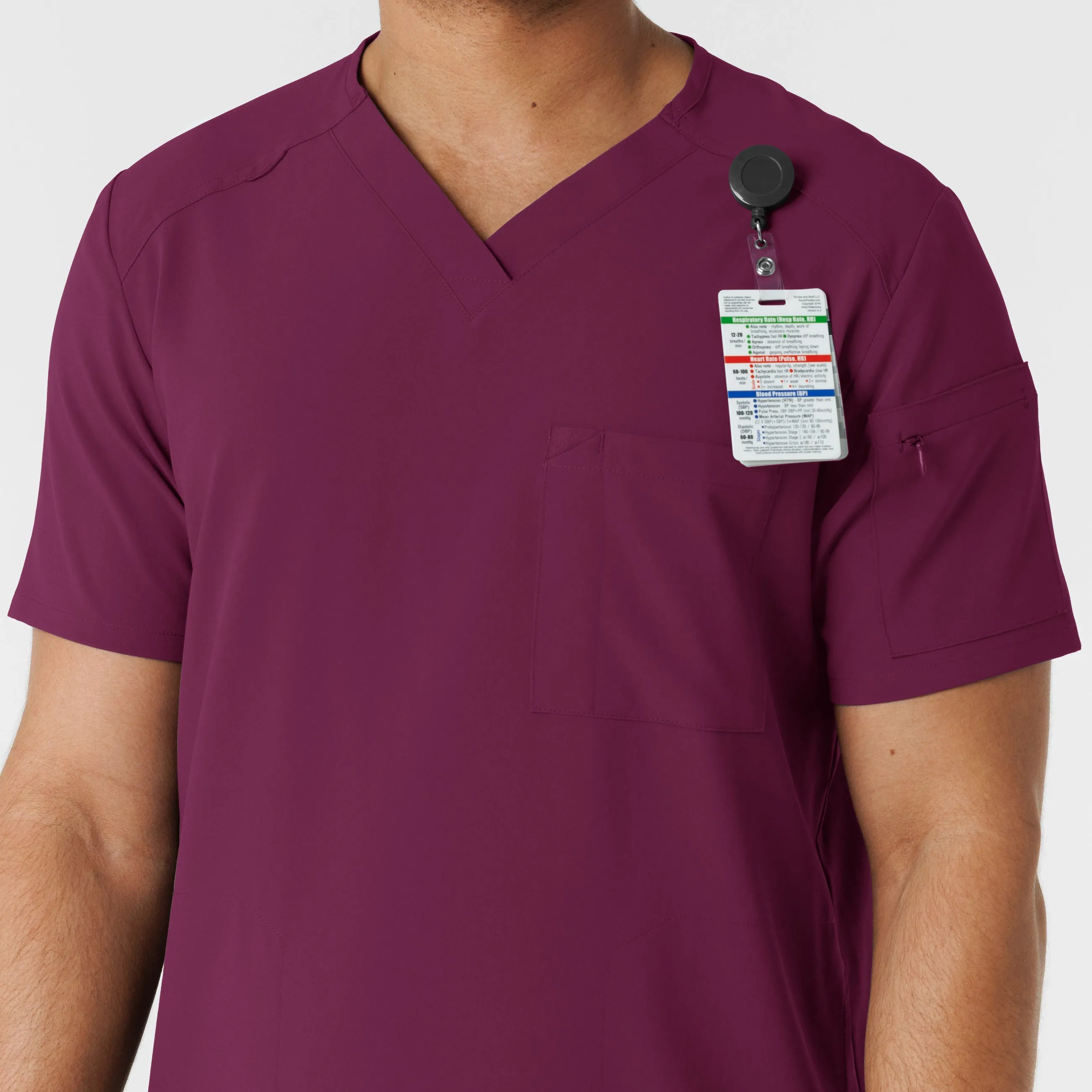 RENEW 6834 Men's V-Neck 5 Pocket Scrub Top Wine