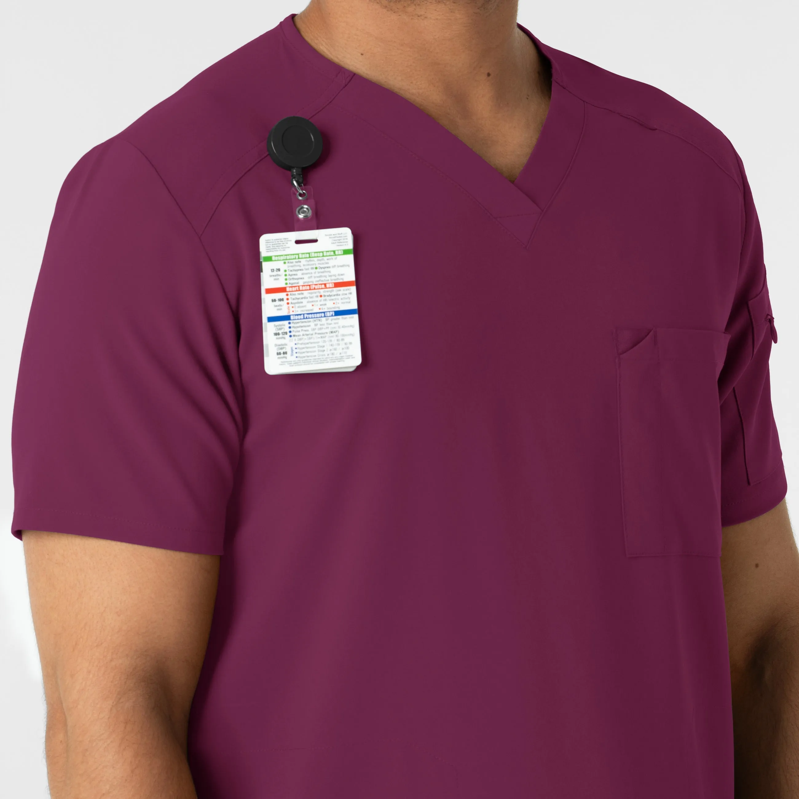 RENEW 6834 Men's V-Neck 5 Pocket Scrub Top Wine