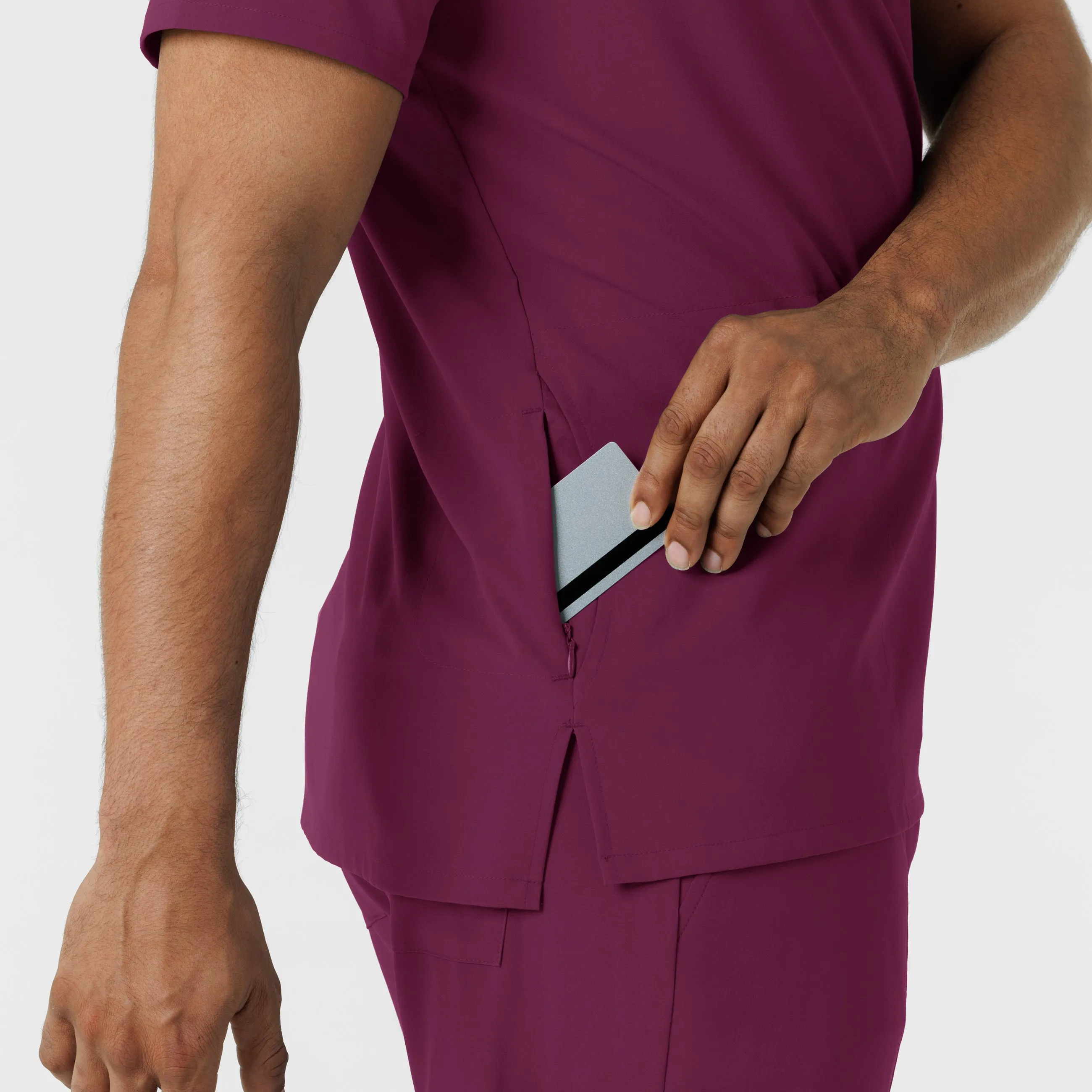 RENEW 6834 Men's V-Neck 5 Pocket Scrub Top Wine