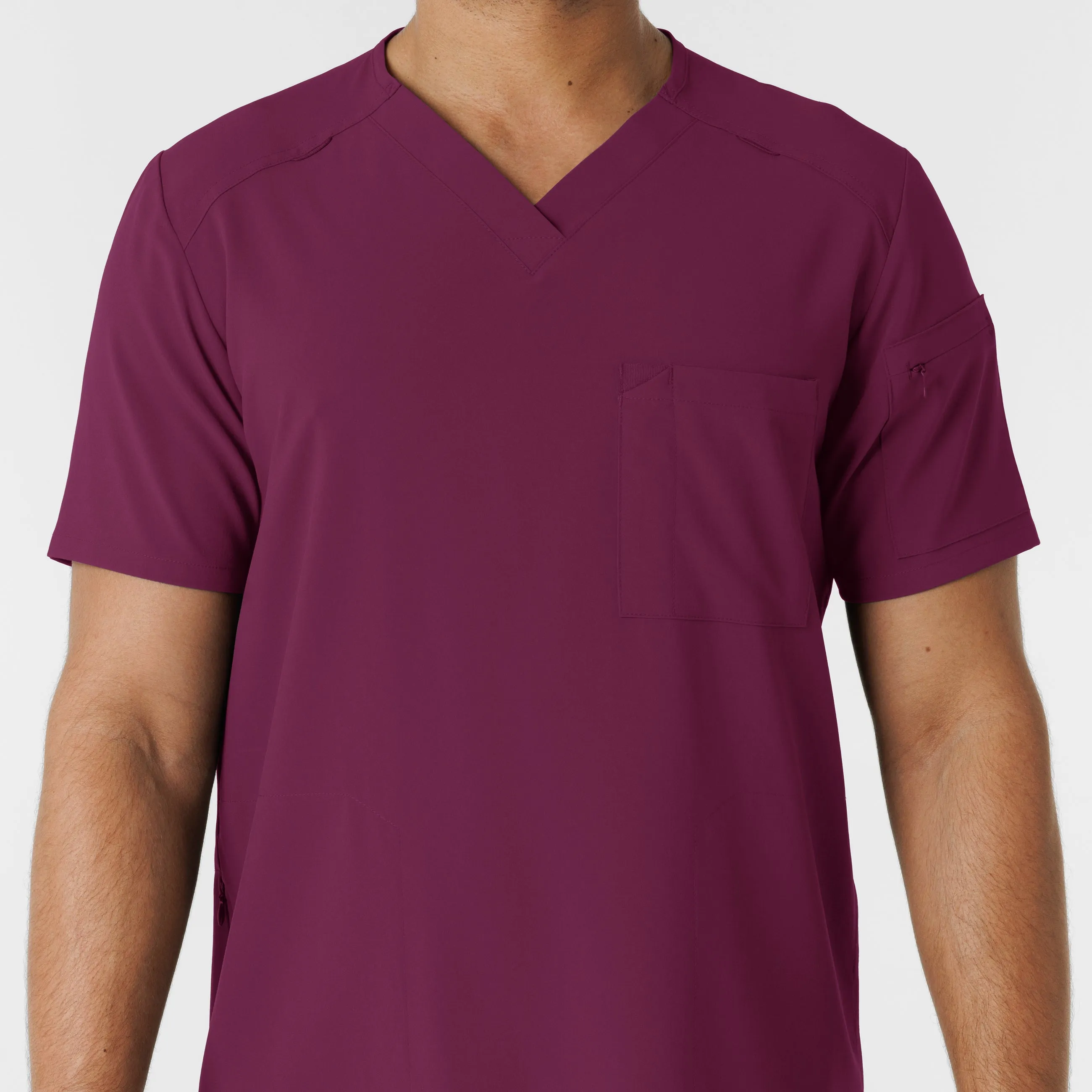 RENEW 6834 Men's V-Neck 5 Pocket Scrub Top Wine