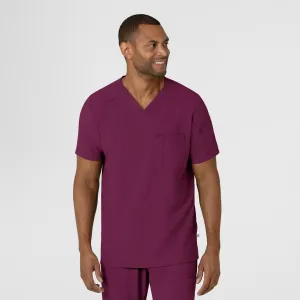 RENEW 6834 Men's V-Neck 5 Pocket Scrub Top Wine