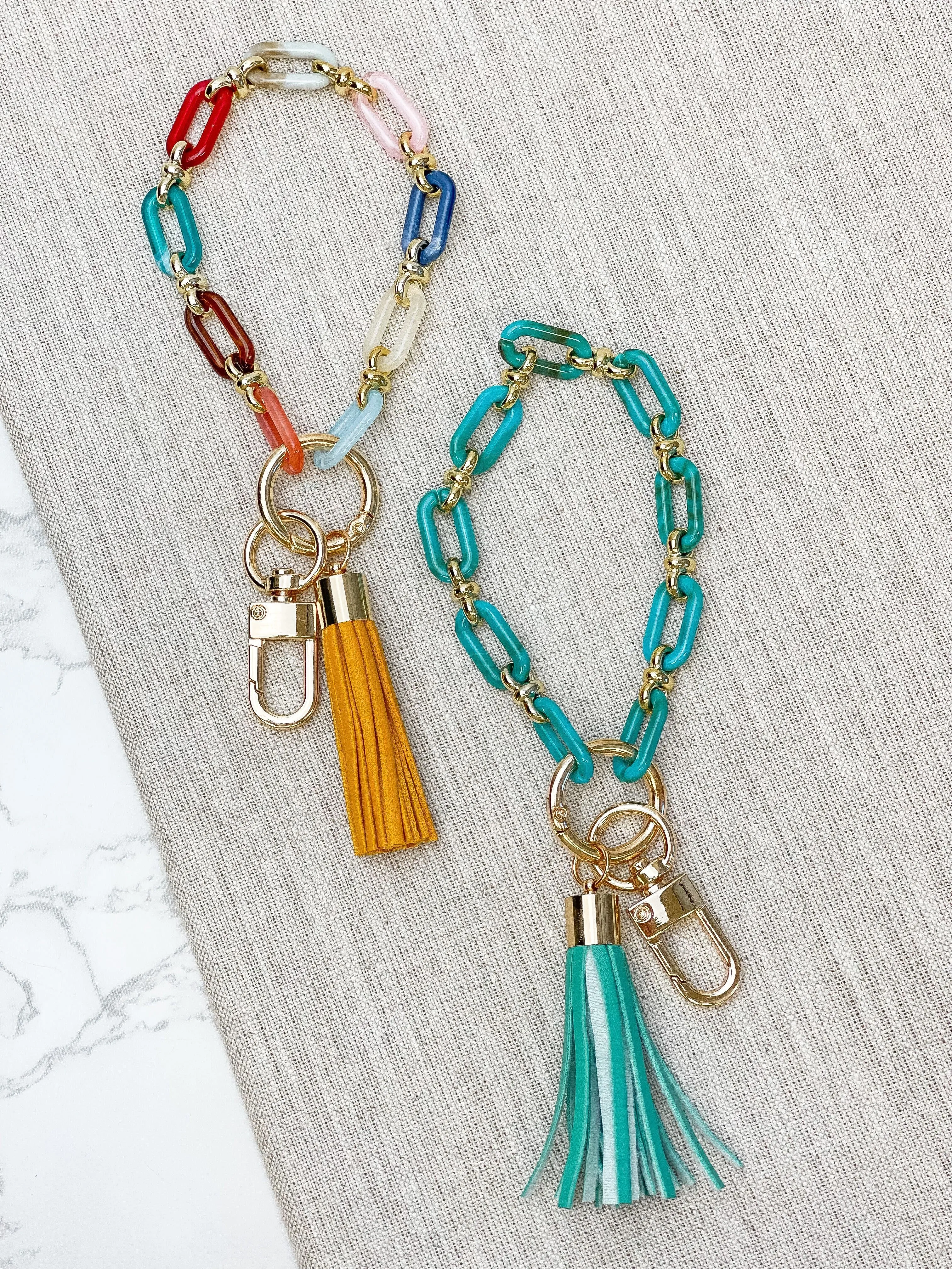 Resin Chainlink Bracelet Keychain - Mint