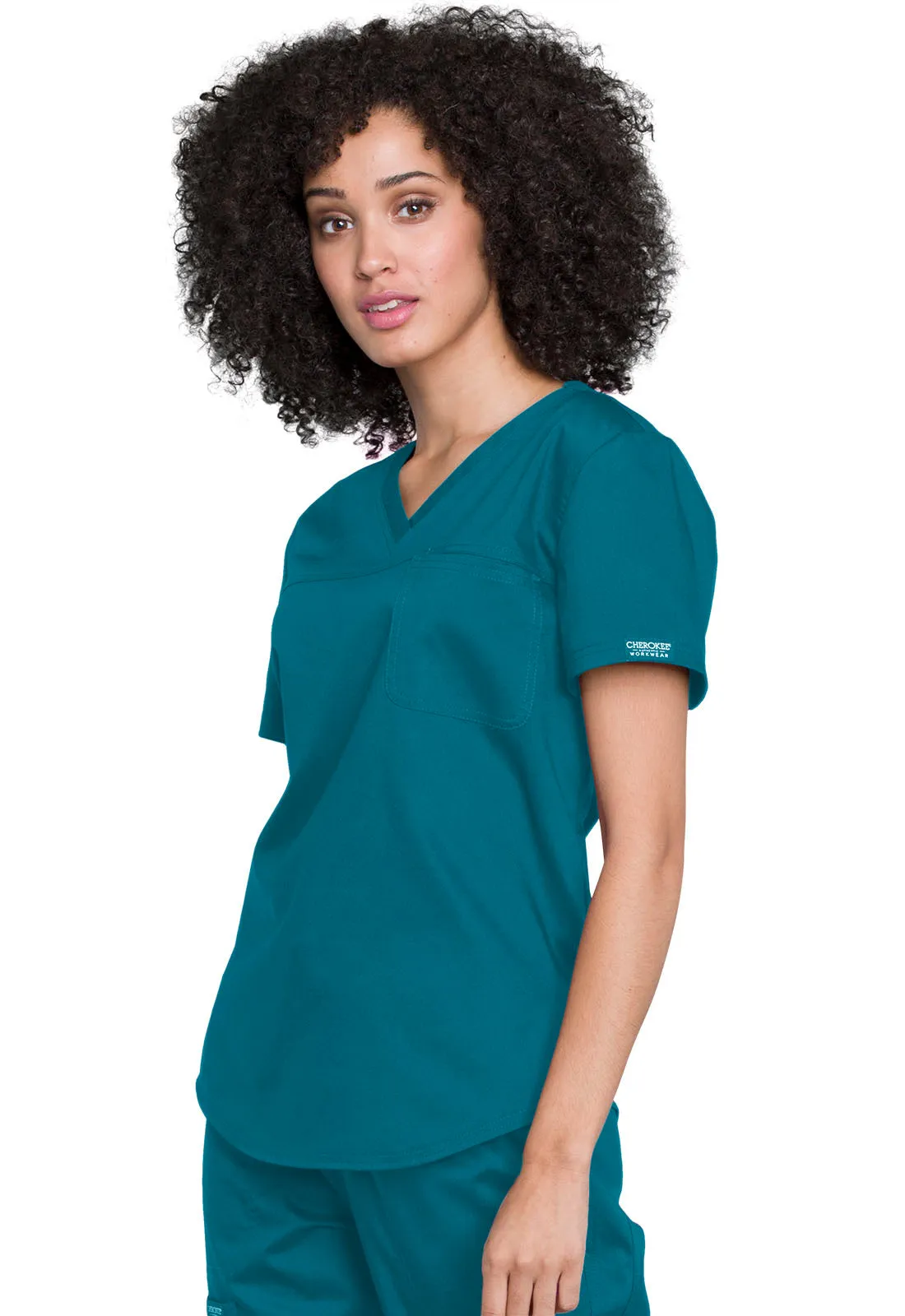 Revolution WW657 Tuckable V-Neck O.R. Top Caribbean Blue