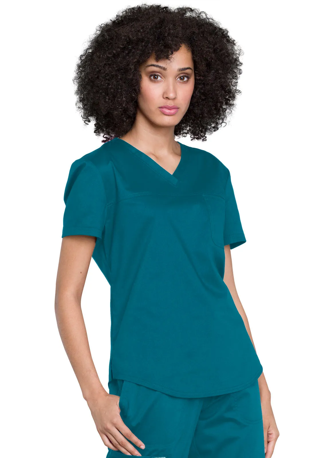 Revolution WW657 Tuckable V-Neck O.R. Top Caribbean Blue