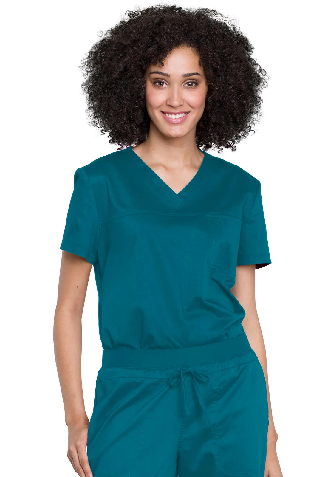 Revolution WW657 Tuckable V-Neck O.R. Top Caribbean Blue