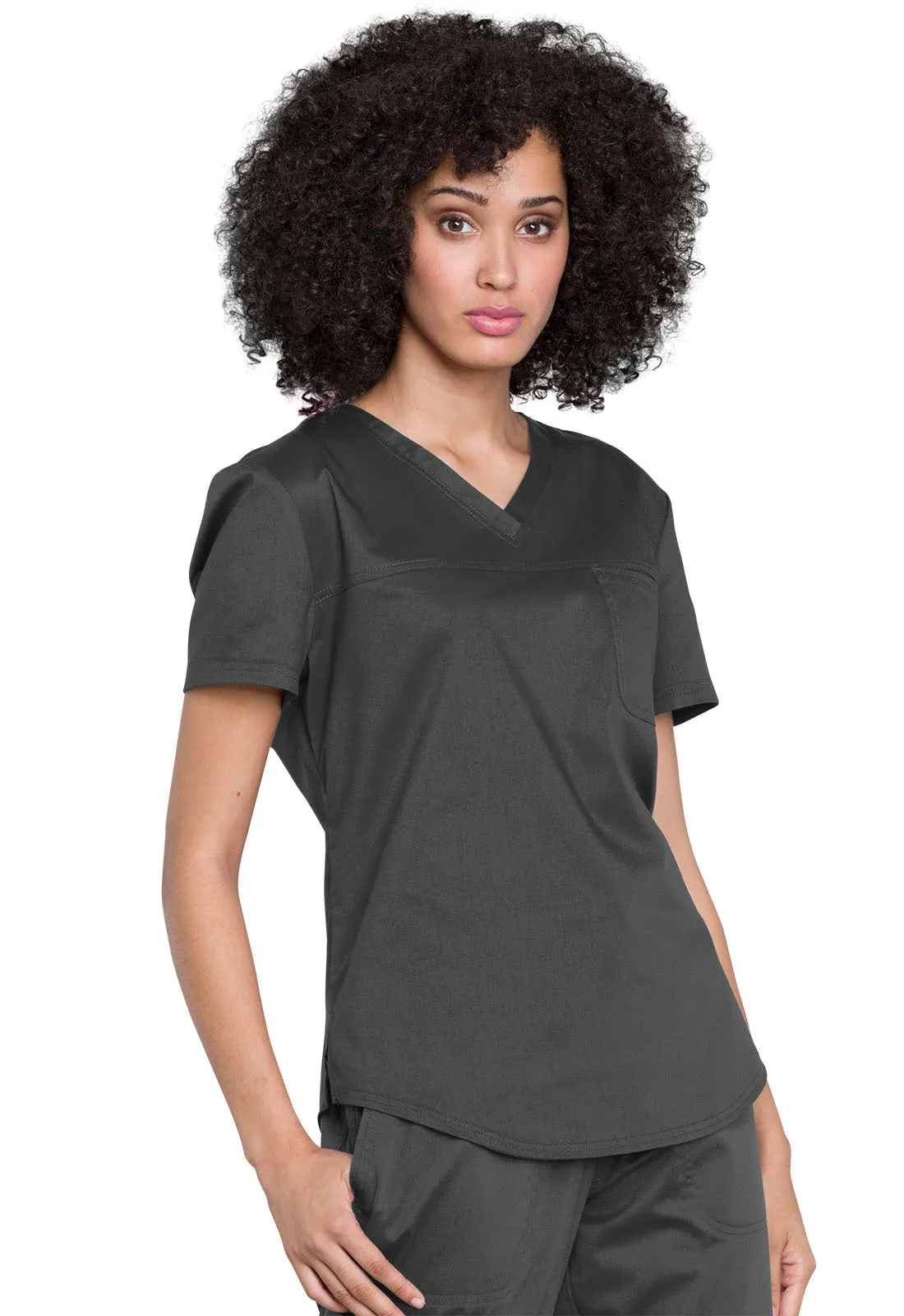 Revolution WW657 Tuckable V-Neck O.R. Top Pewter