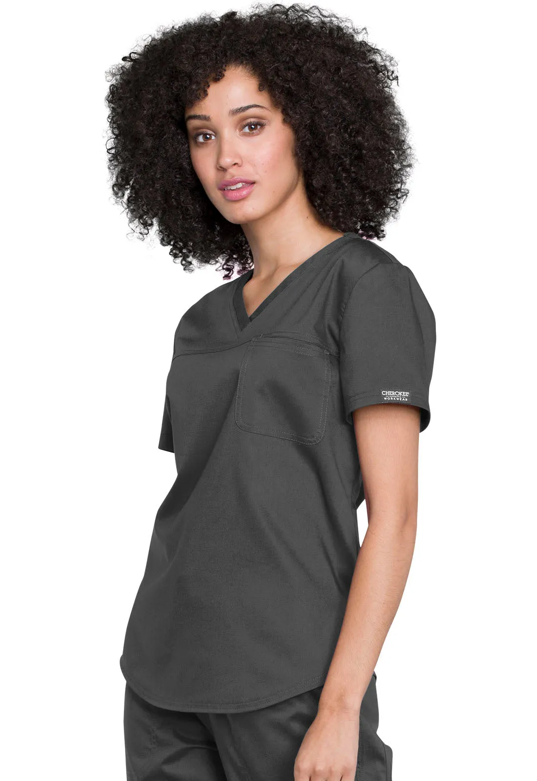 Revolution WW657 Tuckable V-Neck O.R. Top Pewter