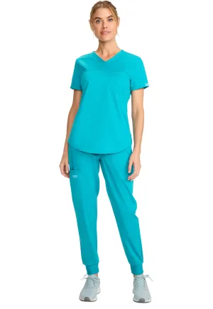 Revolution WW657 Tuckable V-Neck O.R. Top Teal Blue