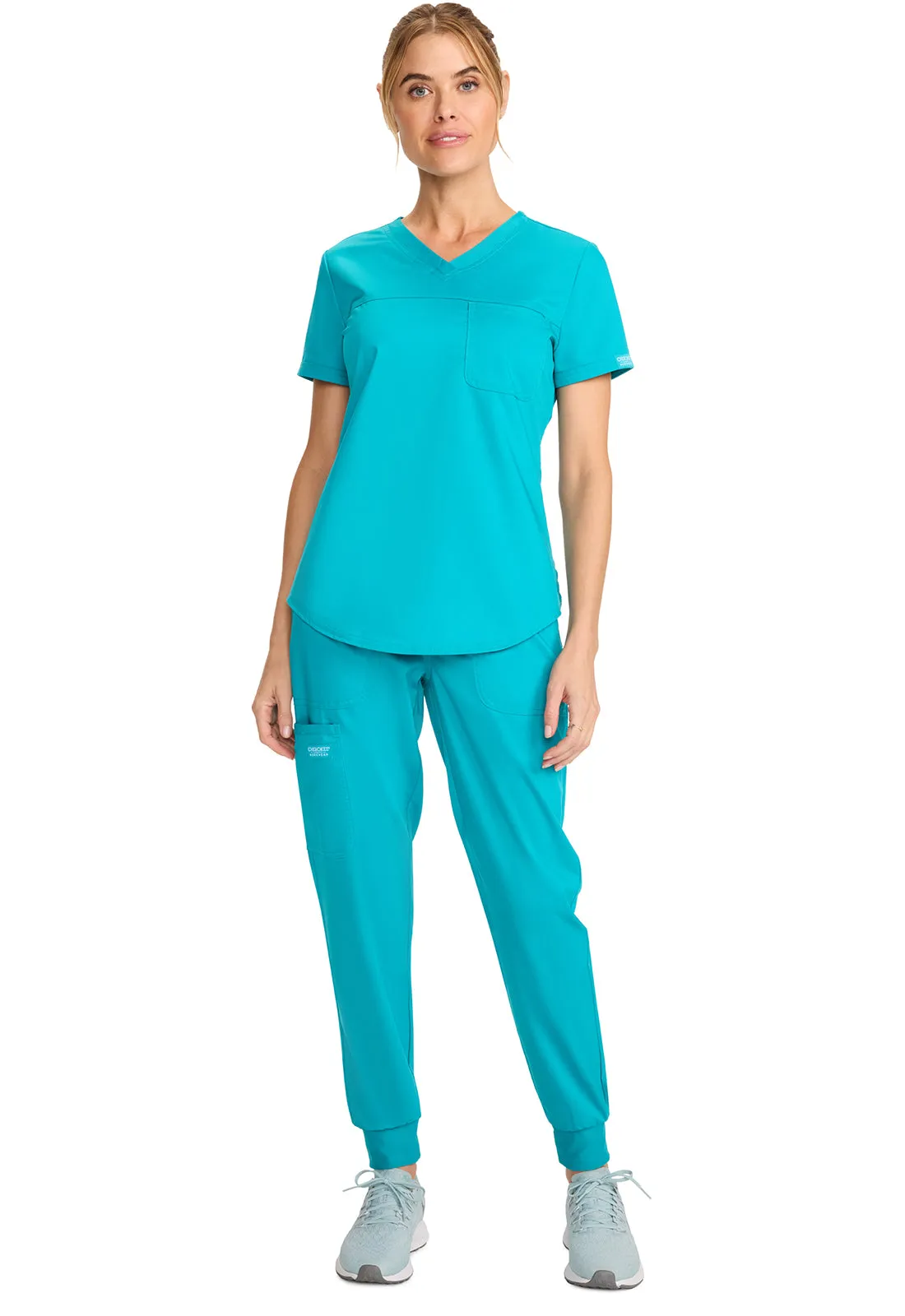 Revolution WW657 Tuckable V-Neck O.R. Top Teal Blue