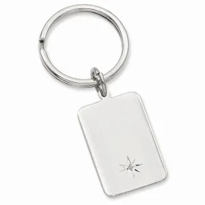 Rhodium Plated Star Cut Diamond Key Ring