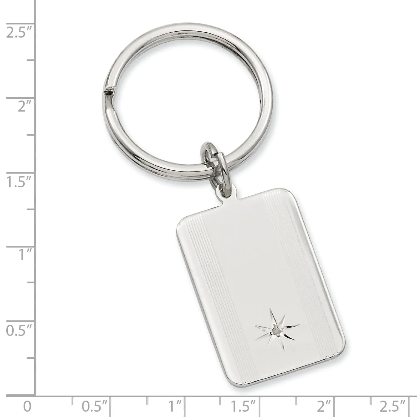 Rhodium Plated Star Cut Diamond Key Ring