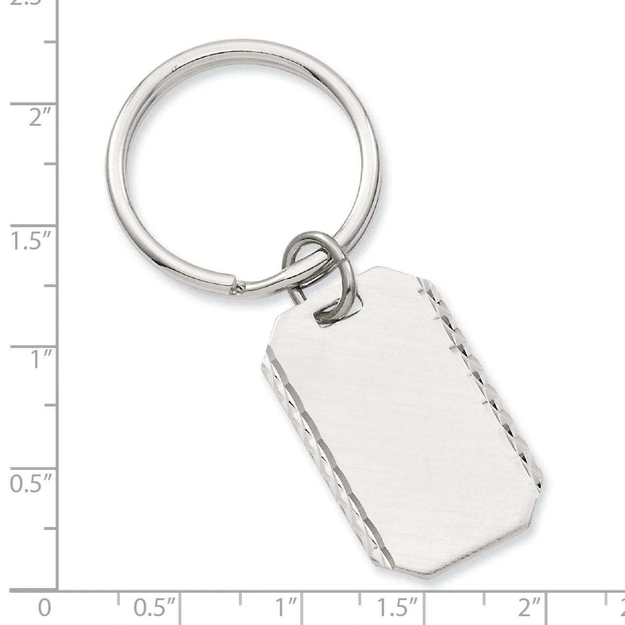 Rhodium Plated Swiss Cut Edge Key Ring