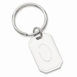 Rhodium Plated with Engraveable Area Key Ring