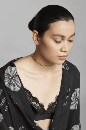 Roma Narsinghani Black Gold sunglass chain Sunglass chain / Choker The piece is set in brass, Black beads with 18KT gold finesse. Each piece is unique and handcrafted by our artisans. RNLOVE13
