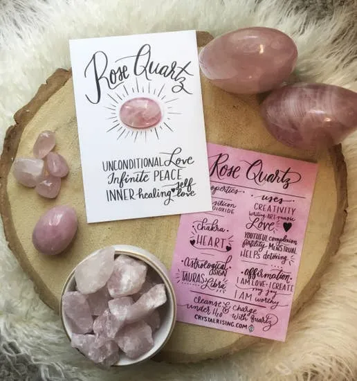 ROSE QUARTZ STONE WITH INFO CARD