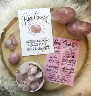 ROSE QUARTZ STONE WITH INFO CARD