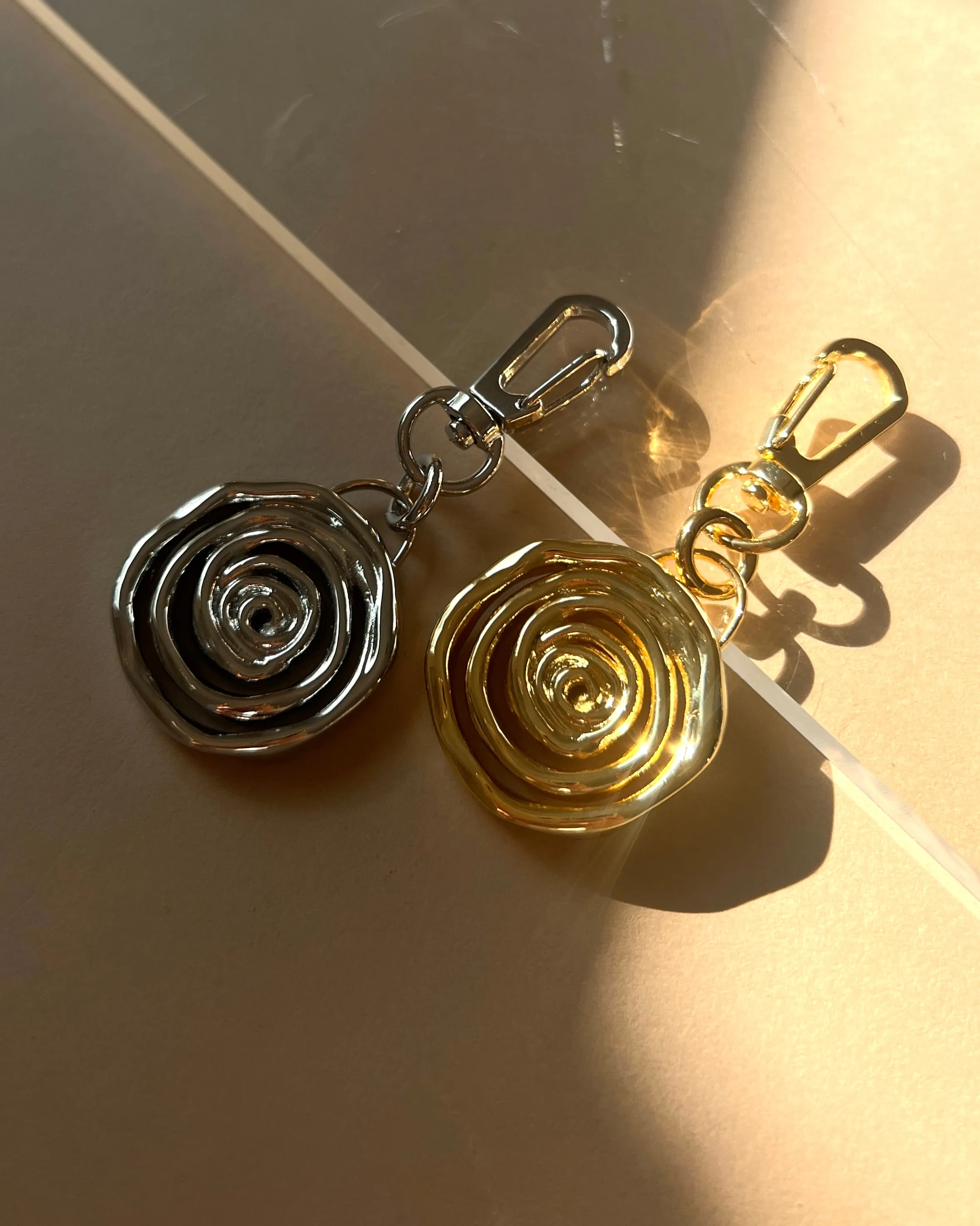 Rosette Coil Key Chain- Silver