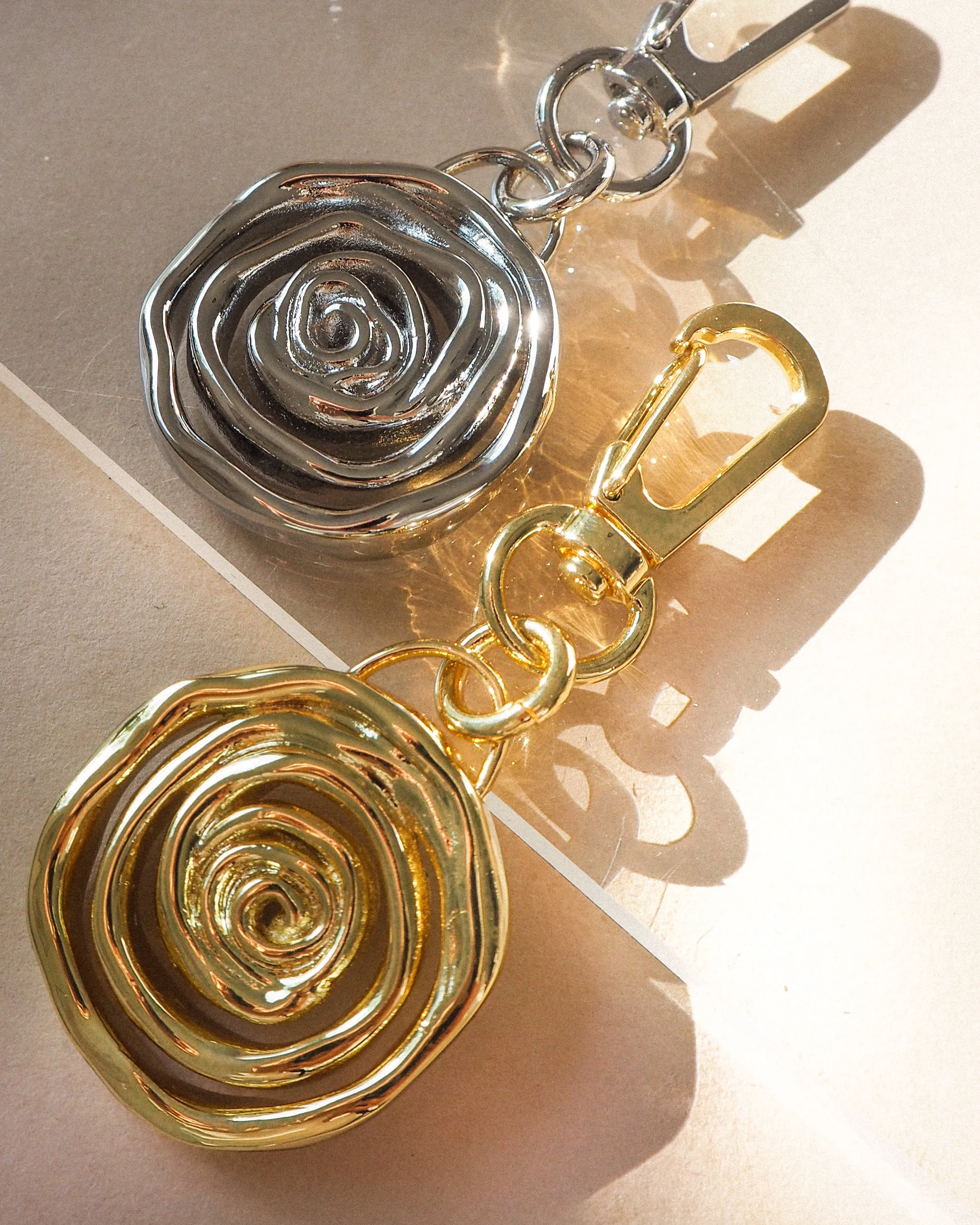 Rosette Coil Key Chain- Silver