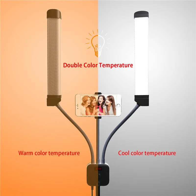 Rotatable LED Fill Light Dimmable Flexible Dual Arm for Cellphone Live Video Selfie Photography base version   light stand