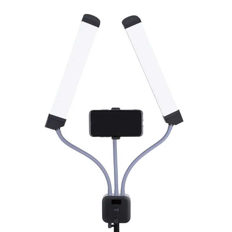 Rotatable LED Fill Light Dimmable Flexible Dual Arm for Cellphone Live Video Selfie Photography base version   light stand