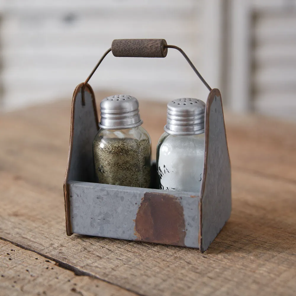 Rustic Lunch Pail Salt and Pepper Shaker Holder