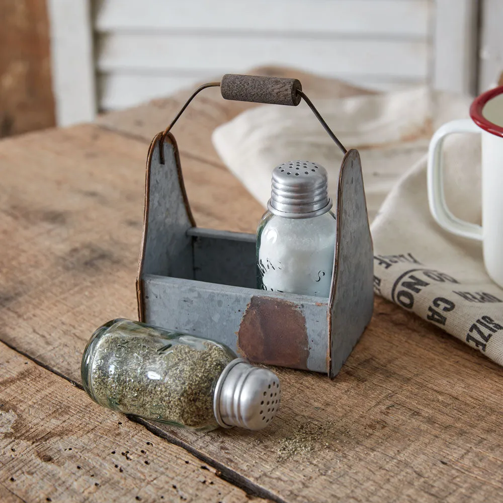 Rustic Lunch Pail Salt and Pepper Shaker Holder