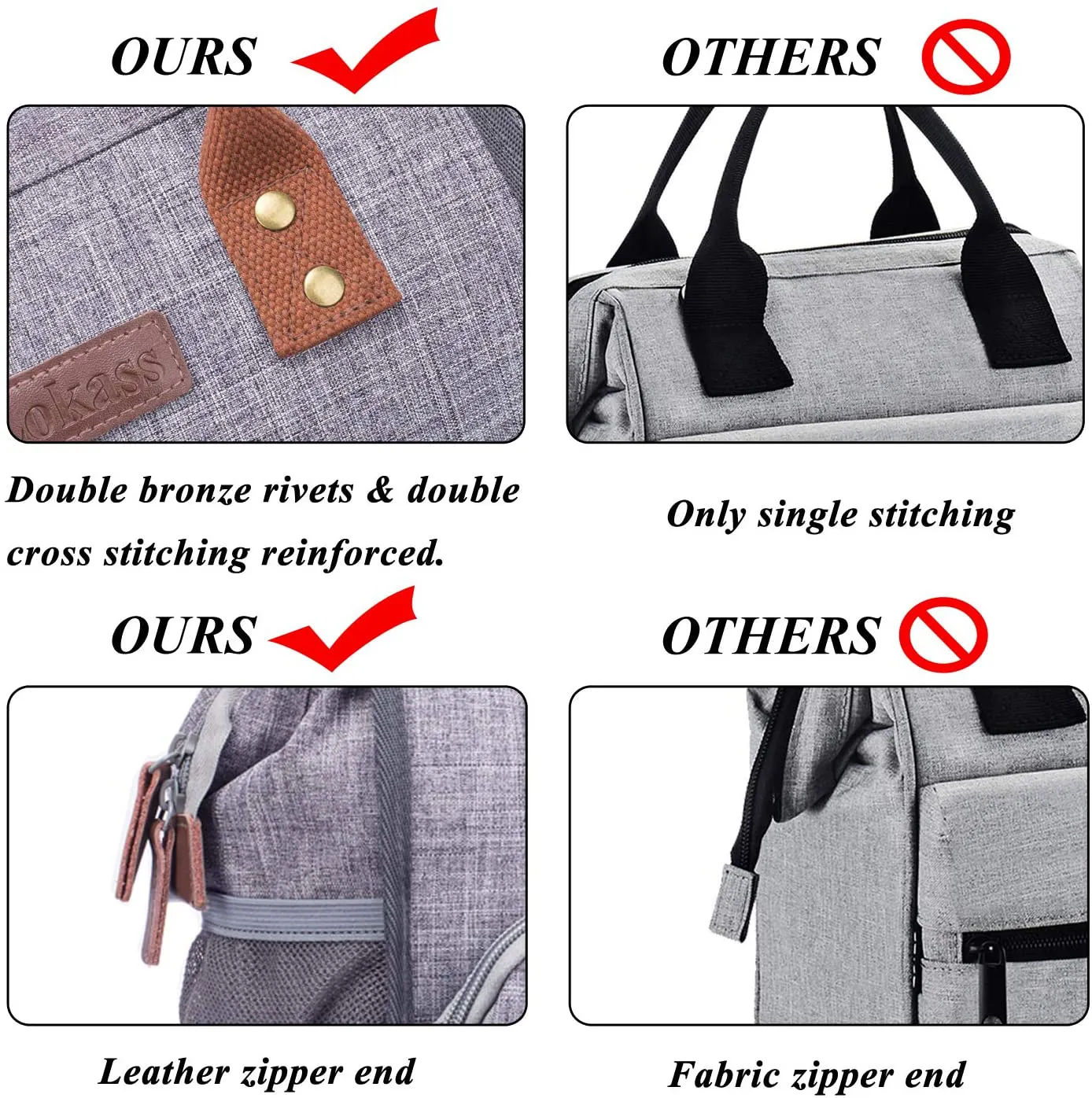 Rynx | LOKASS Insulated Lunch Bag Wide-Open Lunch Tote Bag Large Drink Holder Durable Nylon Snacks Organizer with Removable Shoulder Strap for Women Men Adults Work Outdoor, Gray