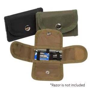 Safety Razor Travel Case with Pouches for Blades In Khaki