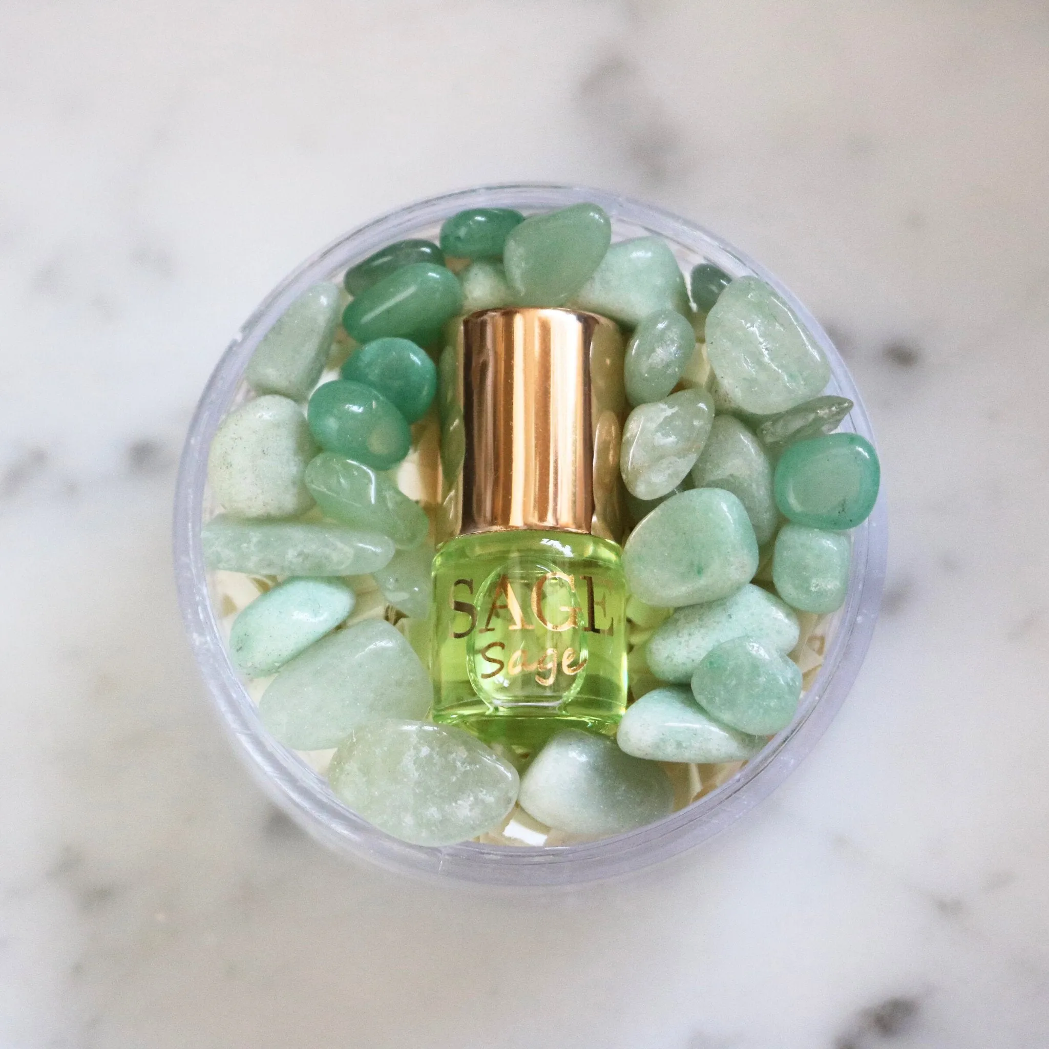 Sage Perfume Oil Concentrate Mini Rollie with Gemstones by Sage