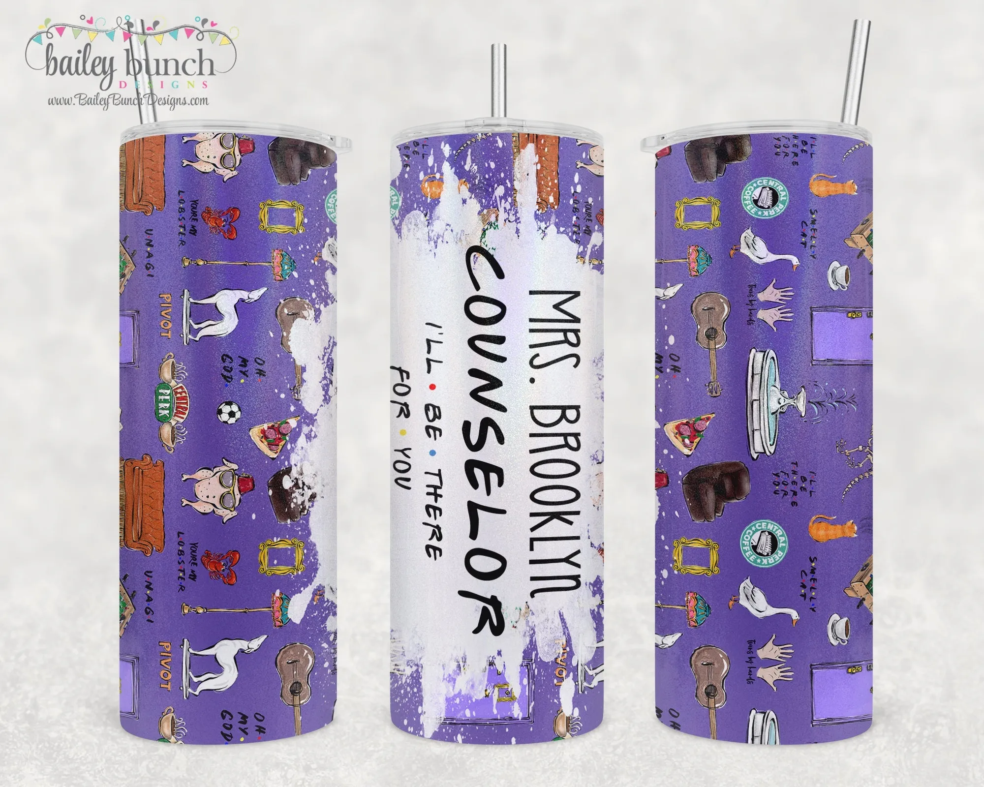 School Counselor I'll Be There For You Shimmer Glitter Tumbler Personalized TUMBCOUN0520