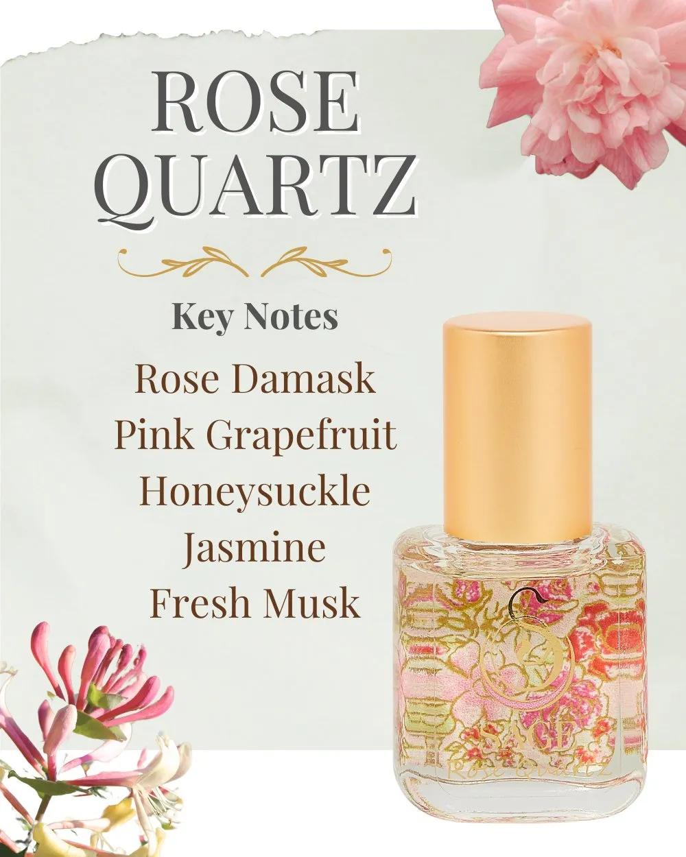 Secret Garden PETITE DUO Gift Set ~ 1/2 oz Turquoise Organic Eau de Toilette Mini & 1/4 oz Rose Quartz Organic Perfume Oil Extract Roll-On with Gemstone Heart