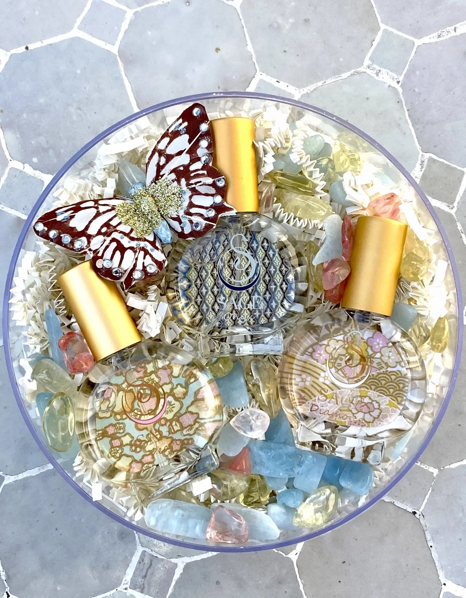 Secret Garden TOP SELLER Gift Set ~ Diamond, Onyx, and Pearl 1/2 oz Organic Eau de Toilette Mini by Sage