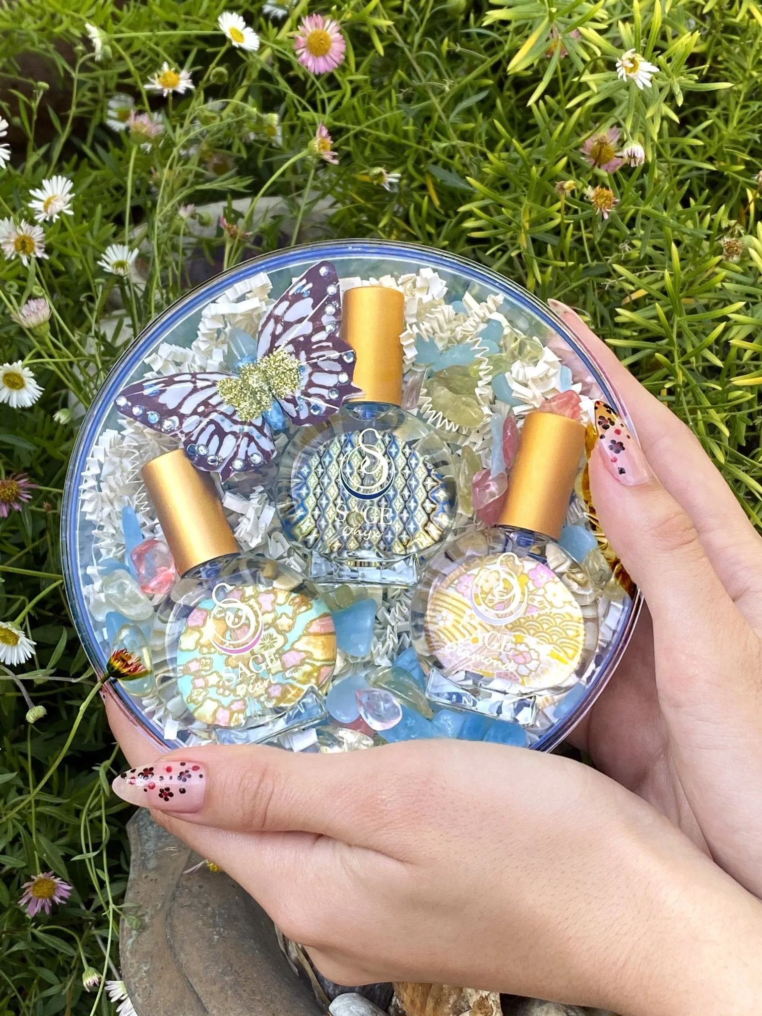 Secret Garden TOP SELLER Gift Set ~ Diamond, Onyx, and Pearl 1/2 oz Organic Eau de Toilette Mini by Sage