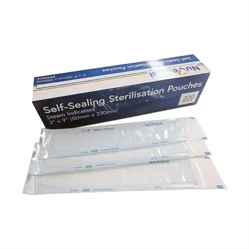 Self-Sealing Sterilisation Pouches, 90mm x 230mm, Class 4, Low as $5.69 per 200pcs, 990616 & 990616L