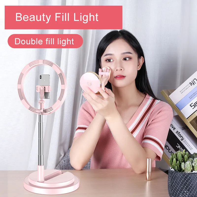Selfie Ring Light LED Dimmable Video Studio Photography Lighting for Vlog Live Photo with Tripod Y2 fill light white