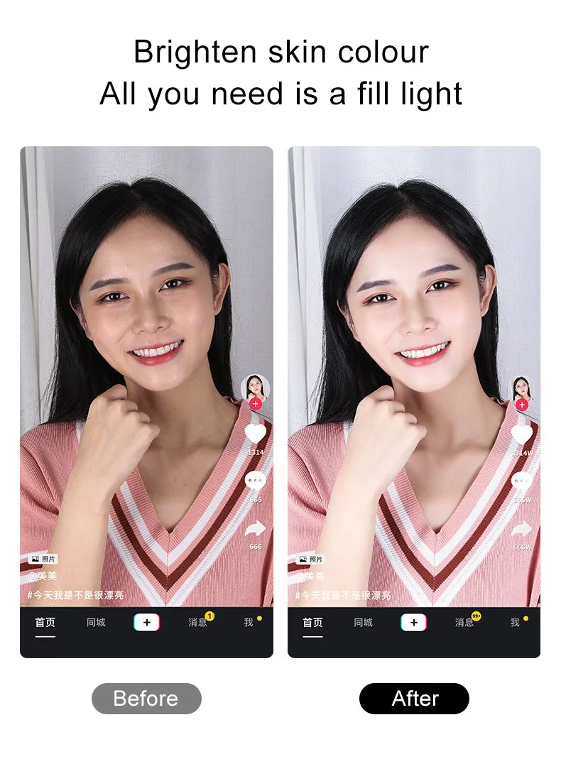 Selfie Ring Light LED Dimmable Video Studio Photography Lighting for Vlog Live Photo with Tripod Y2 fill light white