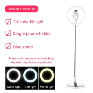 Selfie Ring Light LED Dimmable Video Studio Photography Lighting for Vlog Live Photo with Tripod Y2 fill light white