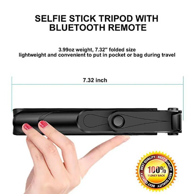 Selfie Stick with Tripod and Phone Holder Remote Controller Set for Smartphones white