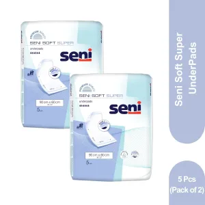 Seni Soft Super Underpads 5 Pieces (90 x 60 Cm) (Pack of 2)