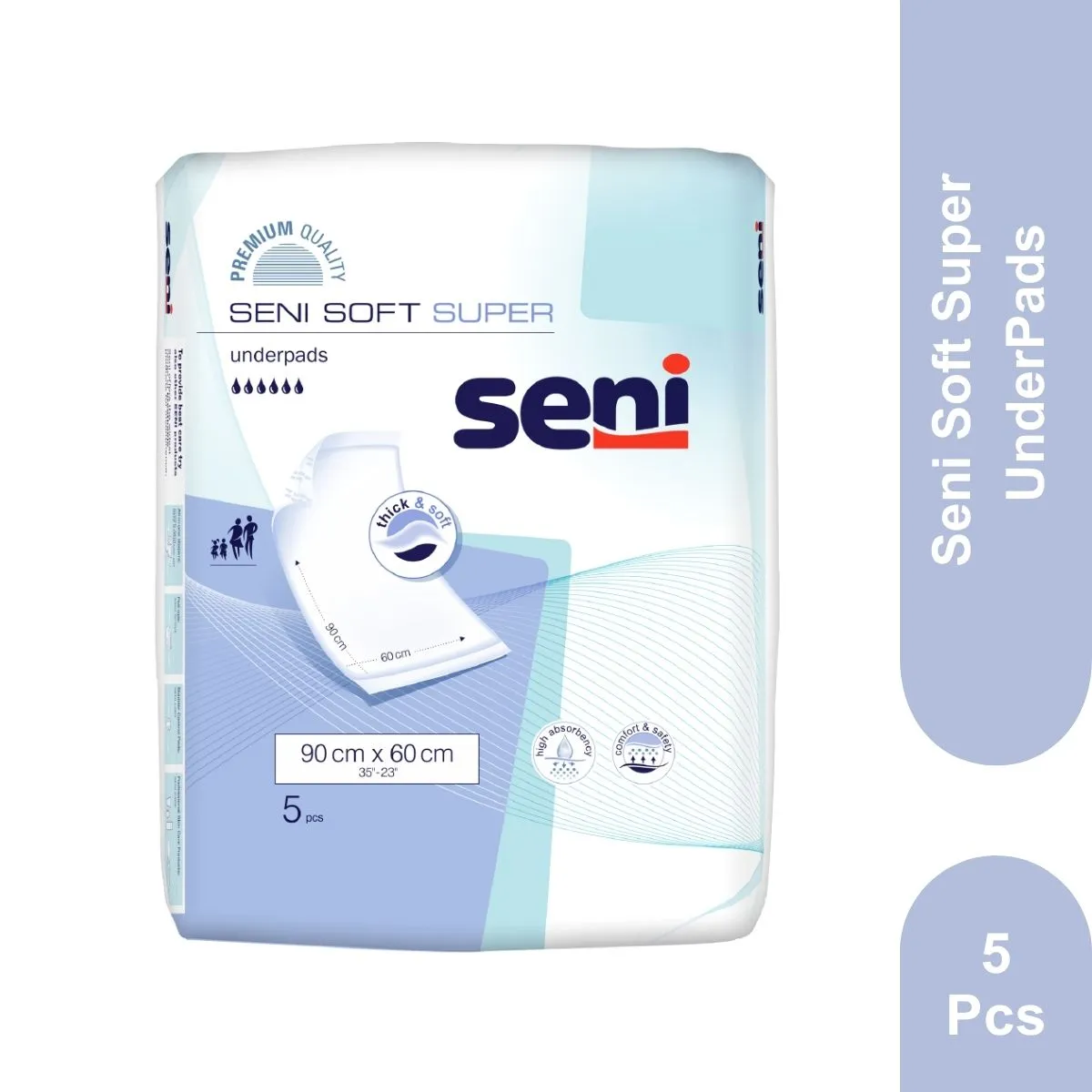 Seni Soft Super Underpads 5 Pieces (90 x 60 Cm)