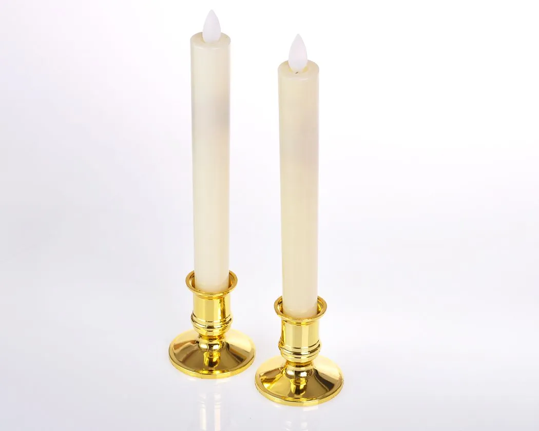 Set of 2 LED Flameless Taper Candle Night Light with Holder