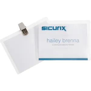 SICURIX Clip Style Printable Badge Kit 4" x 3" Horizontal 50 Pack