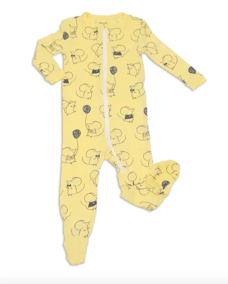 Silkberry Baby - Bamboo Printed Footie | Mouse Print