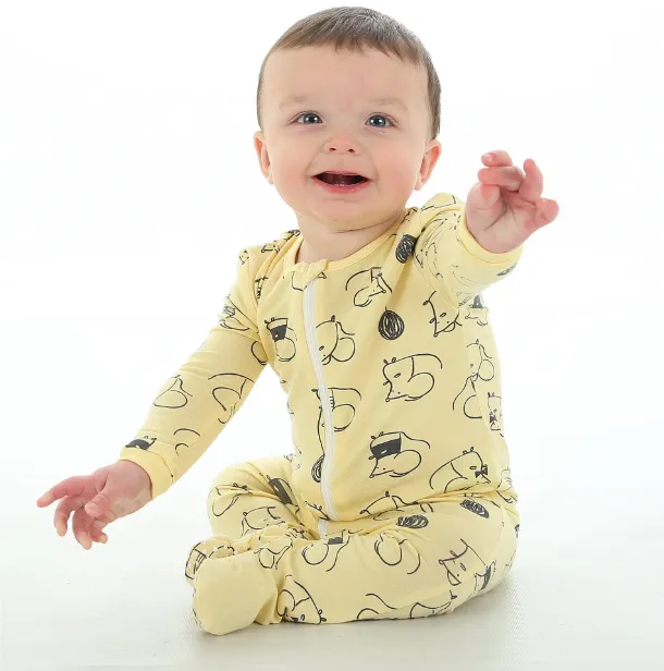 Silkberry Baby - Bamboo Printed Footie | Mouse Print